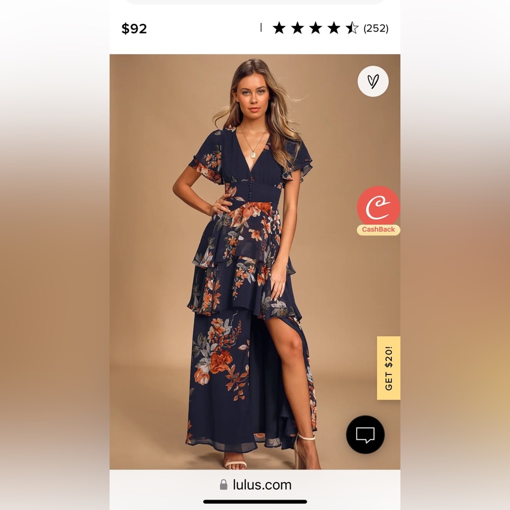 Lulus Midnight Mood Navy Blue Floral Print Tiered Maxi Dress